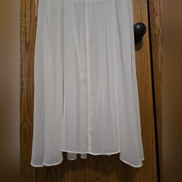 Bijou Bijou White Scoop Neck Illusion Cut Out Maxi Slit Sheer Dress - Picture 6 of 12